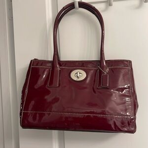 Vintage red patent leather large coach handbag
